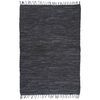 vidaXL Hand-woven Chindi Rug Leather 120x170 cm Grey