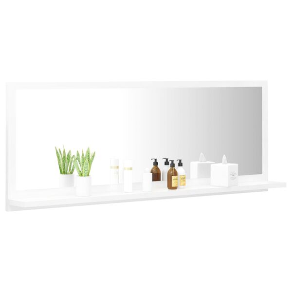 vidaXL Bathroom Mirror High Gloss White 100x10.5x37 cm Engineered Wood