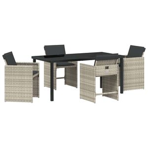 vidaXL Garden Dining Set 5 pcs Light Grey Poly Rattan