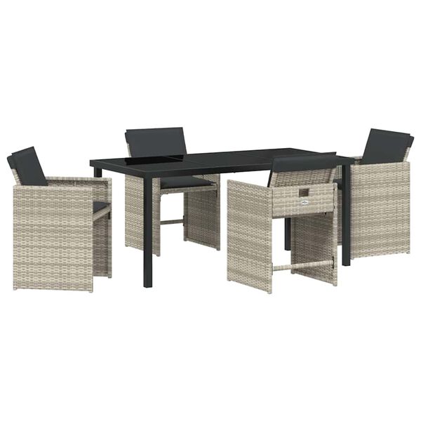 vidaXL Garden Dining Set 5 pcs Light Grey Poly Rattan