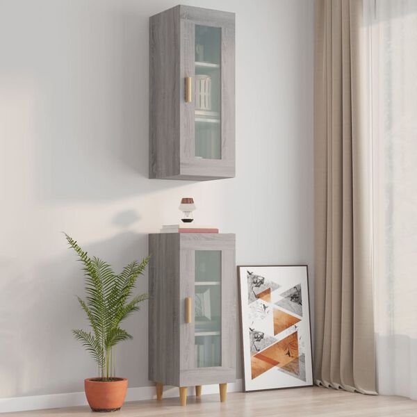 vidaXL Hanging Wall Cabinet Grey Sonoma 34.5x34x90 cm