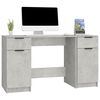 vidaXL Desk with Side Cabinet Concrete Grey Engineered Wood