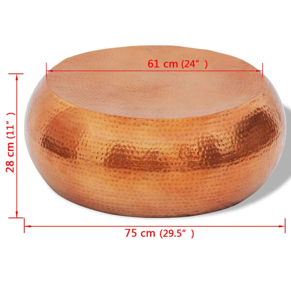 vidaXL Hammered Aluminium Coffee Table Brass/Copper Colour