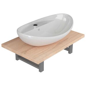 vidaXL Two Piece Bathroom Furniture Set Ceramic Oak