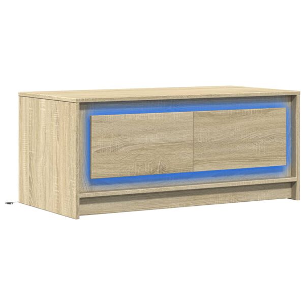 vidaXL Coffee Table with LED Lights Sonoma Oak Engineered Wood