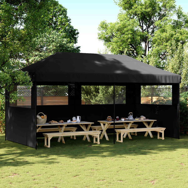 vidaXL Party Tent Folding Black 292 x 580 x 315 cm Oxford Fabric