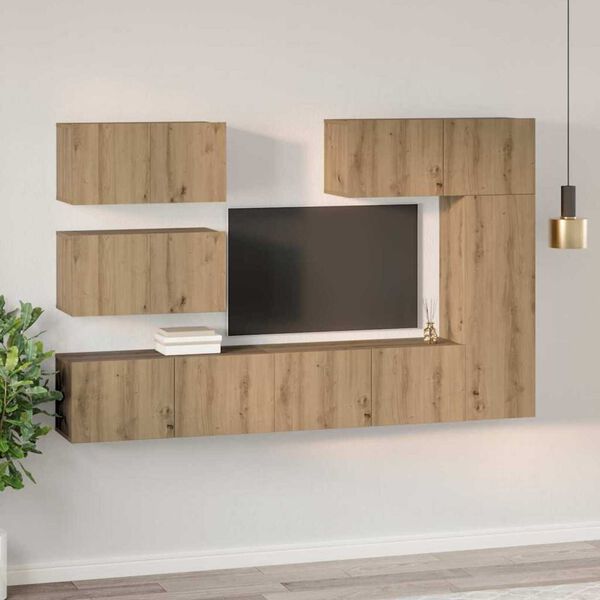 vidaXL TV Cabinet Set Wall-mounted 6 pcs Artisan Oak Engineered Wood