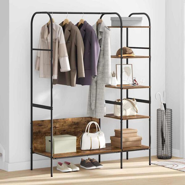 vidaXL Clothes Rack Brown Oak 120 x 44 x 160 cm Engineered Wood