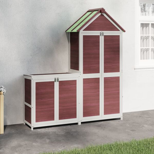 vidaXL 2 Piece Garden Tool Shed Set Mocha Solid Wood Pine