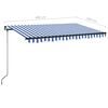 vidaXL Manual Retractable Awning with LED 400x350 cm Blue and White