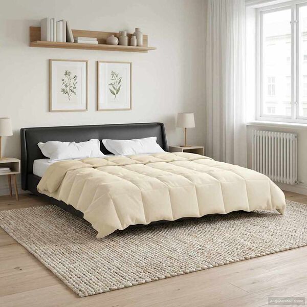 vidaXL Winter Duvet Quilted Cream 200 x 240 cm Microfiber