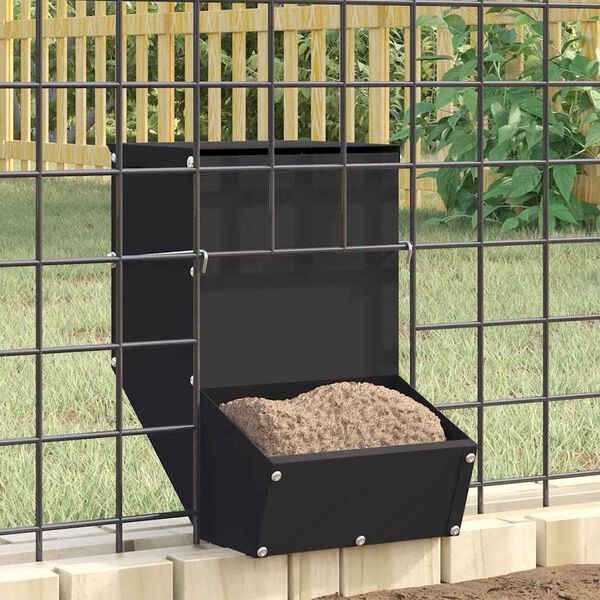 vidaXL Rabbit Feeder Black 17.5 x 26 x 28.5 cm Cold-Rolled Steel