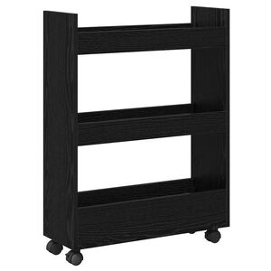 vidaXL Narrow Storage Trolley Black Oak 60 x 22 x 80 cm