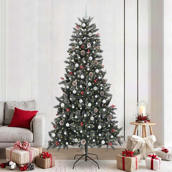 vidaXL Artificial Christmas Tree with 300 LEDs with Stand Green 240 cm