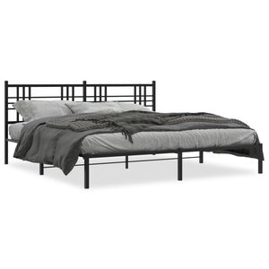 vidaXL Metal Bed Frame without Mattress with Headboard Black 193x203cm