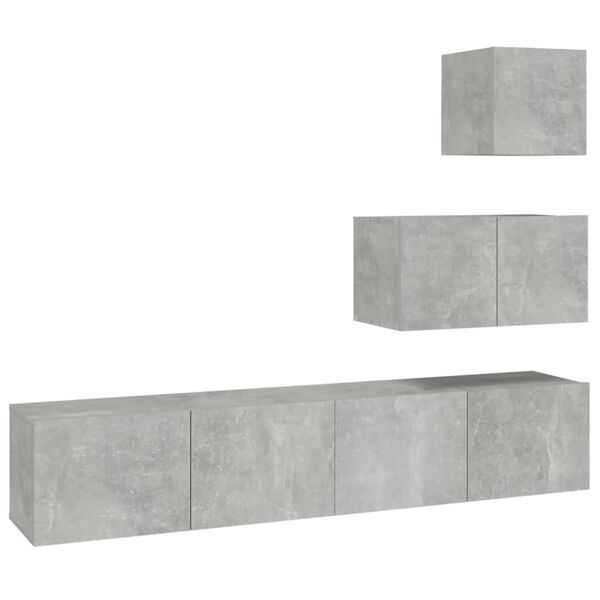 vidaXL 4 Piece TV Cabinet Set Concrete Grey Engineered Wood