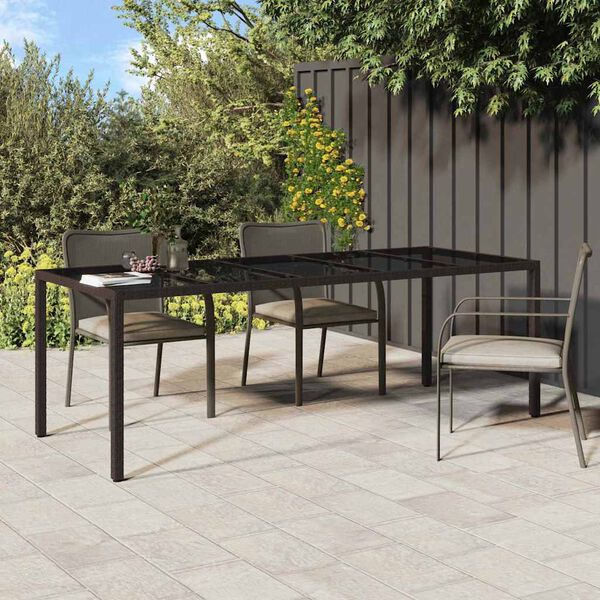 vidaXL Garden Dining Table Brown 250 x 100 x 75 cm Poly Rattan