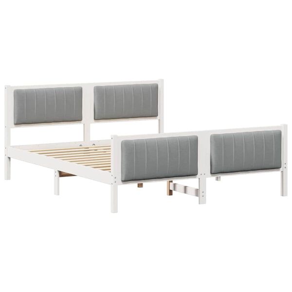 vidaXL Bed frame White and light grey 160 x 200 cm Solid pine wood