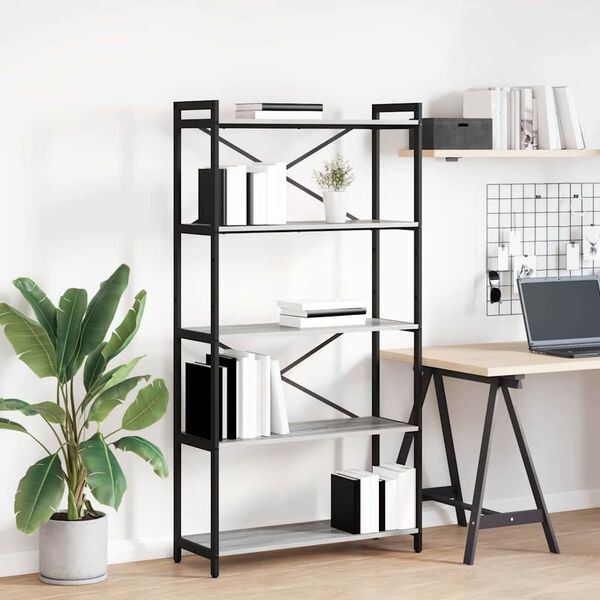 vidaXL Bookshelf Grey sonoma 80 x 30 x 155 cm Engineered Wood