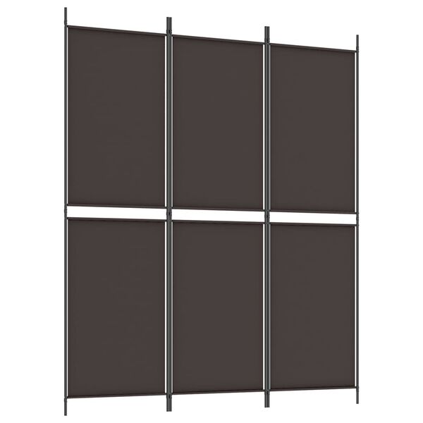vidaXL 3-Panel Room Divider Brown 150x180 cm Fabric