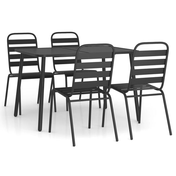 vidaXL 5 Piece Garden Dining Set Anthracite Steel