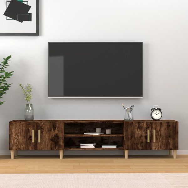 vidaXL TV Cabinet Smoked Oak 180x31.5x40 cm Engineered Wood