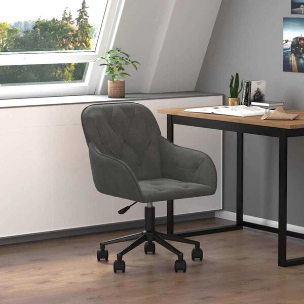 vidaXL Office Chair with Wheel Dark Grey 56 x 61.5 x 72 cm Velvet