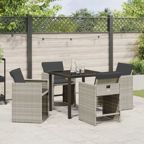 vidaXL Garden Dining Set 5 pcs Brown Poly Rattan