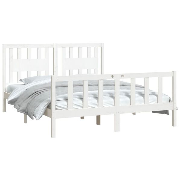 vidaXL Bed Frame without Mattress White Solid Wood Pine 160x200 cm