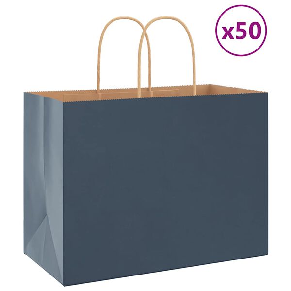 vidaXL Paper Bags 50 pcs with Handles Blue 32x17x25 cm
