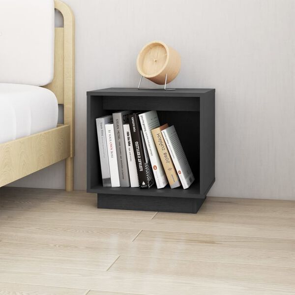 vidaXL Bedside Cabinet Grey 40x30x40 cm Solid Wood Pine