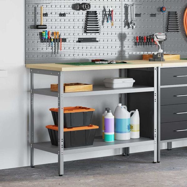 vidaXL Work Table Grey 100 x 55 x 85 cm Steel and Engineered Wood
