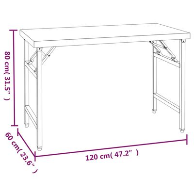 vidaXL Kitchen Work Table with Overshelf 120x60x145 cm Stainless Steel