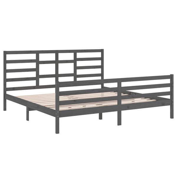 vidaXL Bed Frame without Mattress Grey Solid Wood 200x200 cm