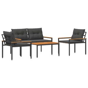 vidaXL Outdoor Furniture Set 4 pcs Dark Grey Poly Rattan