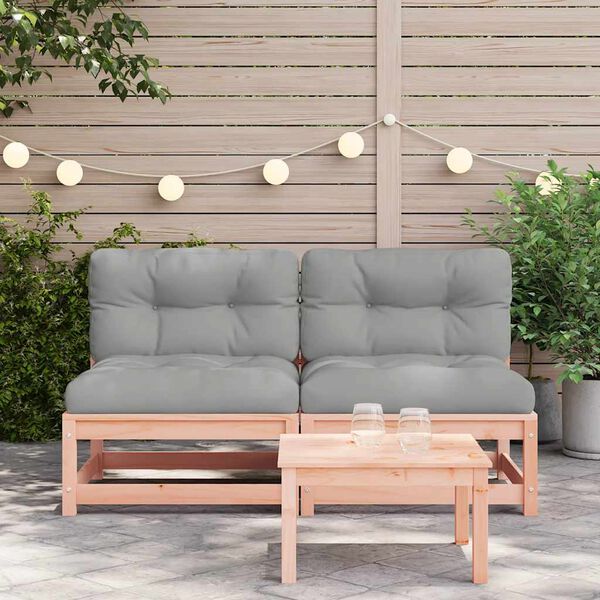 vidaXL Garden Sofas Armless with Cushions 2 pcs Solid Wood Douglas