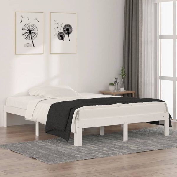 vidaXL Bed Frame without Mattress White 135x190cm Double