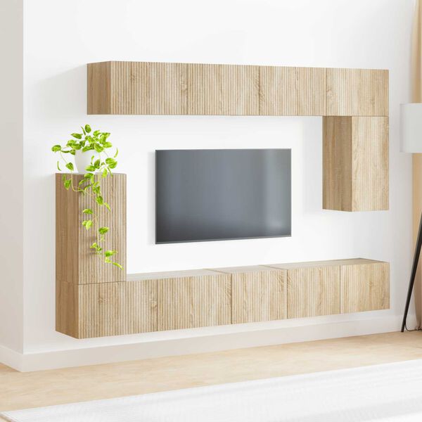 vidaXL TV Cabinet Set Wall-mounted 5 pcs Sonoma Oak Engineered Wood