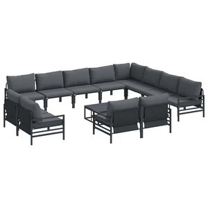 vidaXL Garden Sofa Set 13 pcs Black Steel