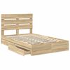 vidaXL Storage Bed with Drawer Sonoma Oak 120 x 200 cm Engineered Wood