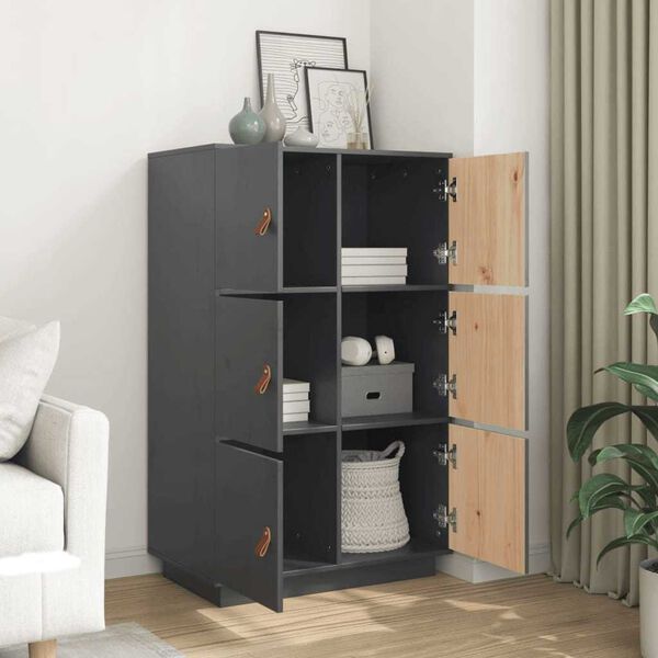 vidaXL Highboard Grey 67x40x108.5 cm Solid Wood Pine