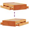 vidaXL Bed Frame without Mattress with Drawers Wax Brown 120x200 cm Solid Wood Pine