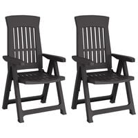 vidaXL Garden Reclining Chairs 2 pcs Anthracite PP