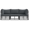 vidaXL Outdoor Furniture with Cushion with Pillow Black Aluminium