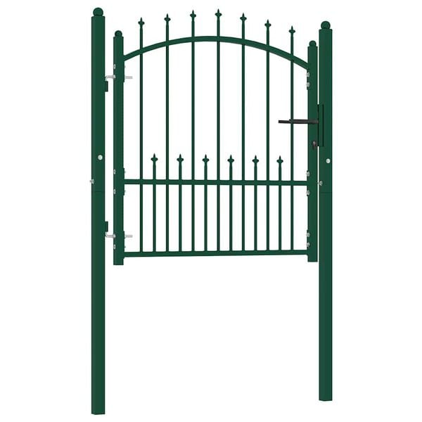 vidaXL Fence Gate Emmen with Spikes Steel 104x97 cm Green