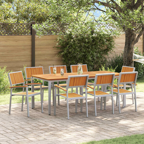 vidaXL Garden Dining Set 7 pcs Grey Solid Acacia Wood