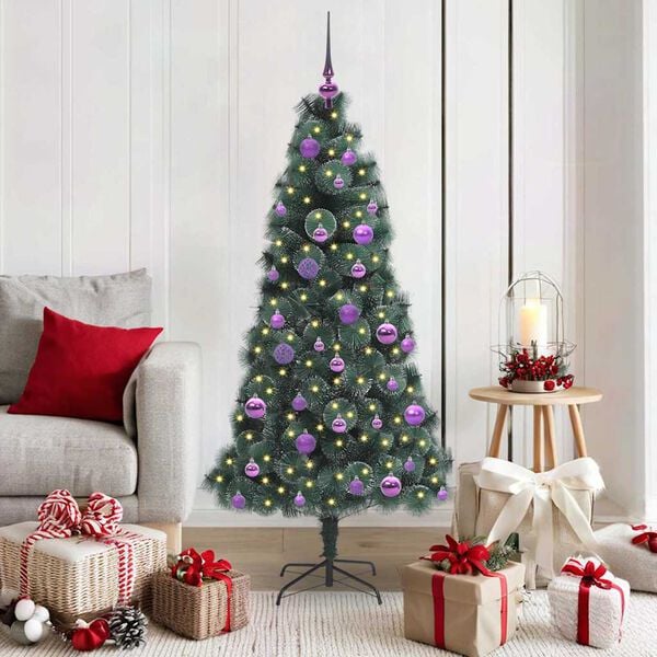 vidaXL Artificial Pre-lit Christmas Tree with Ball Set Green 150 cm