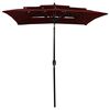 vidaXL 3-Tier Garden Parasol with Aluminium Pole Bordeaux Red 2x2 m