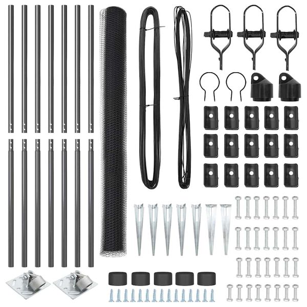vidaXL Fence Post Grey 10 x 1.5 m (25 mm mesh) Steel and PVC