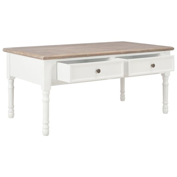 vidaXL Coffee Table White 100x50x46 cm Solid Wood Paulownia